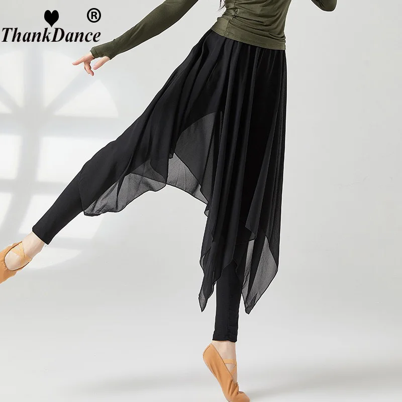 Buik Latin Dans Broek Rok Volwassen Vrouwen Ballet Dans Rok Klassieke Swing Rok Moderne Dans Broek Chiffon Training Kleding