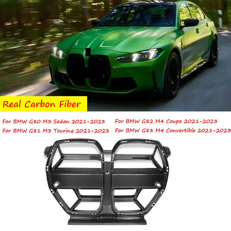 

For BMW G80 G81 M3 G82 G83 M4 2021-IN Bumper Racing Grills Real Carbon Fiber Front Kidney Grille xDrive Competition Auto Fitment