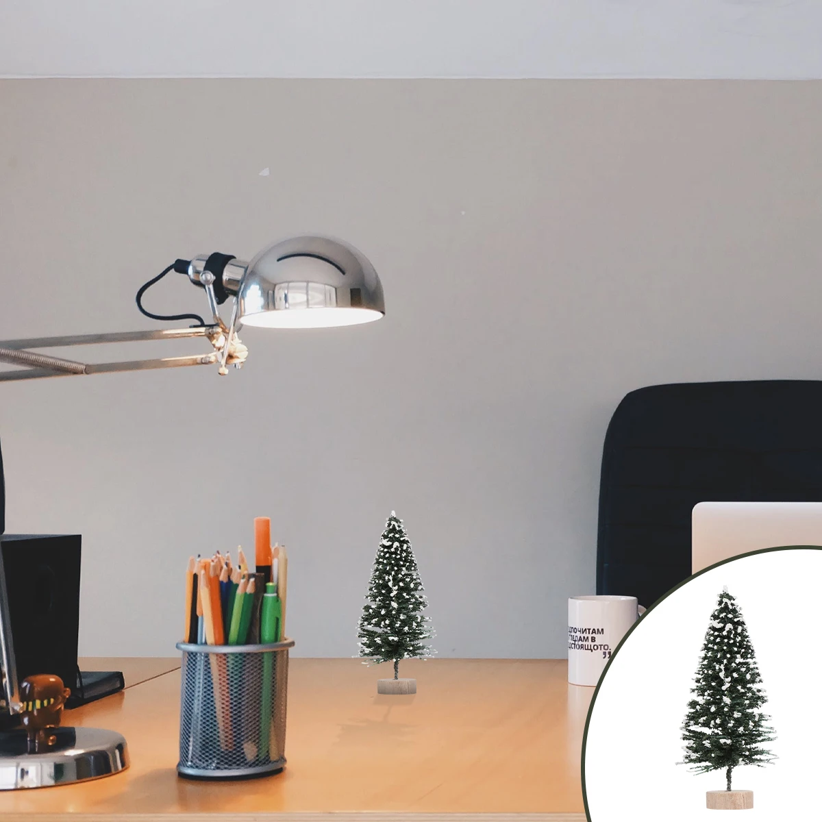 

12Pcs Mini Christmas Trees Faux Snow Frosted Decorations for Table Village Home Party Wooden Base Christmas Ornament