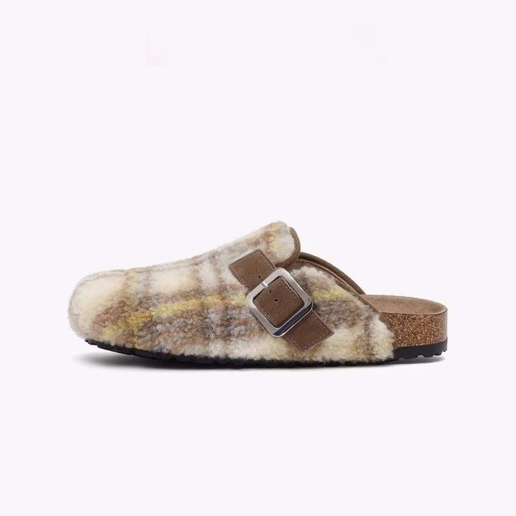 شباشب نسائية بمقاسات كبيرة - شرائح بغل مريحة مبطنة بالفرو الغامض ومقدمة مغلقة لخريف وشتاء، أحذية منزلية يمكن ارتداؤها في الهواء الطلق #4