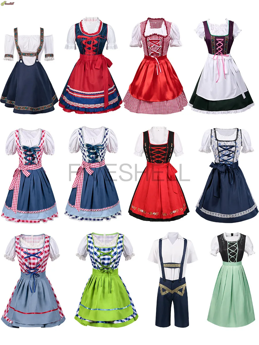 

Halloween Christmas Ladies's Oktoberfest Beer German Bavarian Dress Square Neck Apron Cosplay Costume Party Dresses for Women