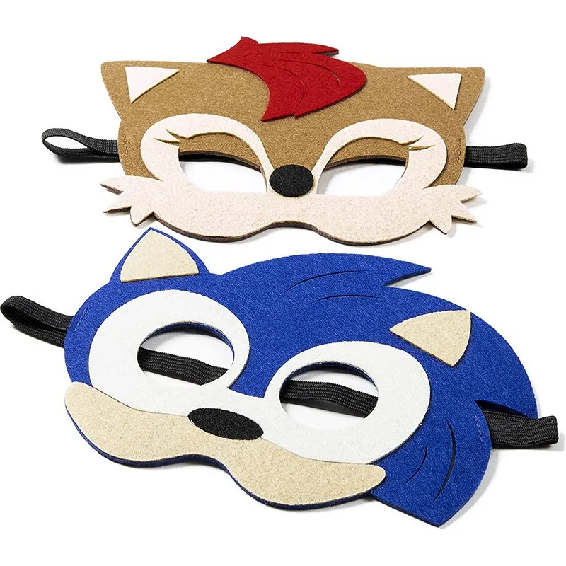 12 Pieces/set Sonic Suitable for Children\'s Birthday Themed Felt Masks Party Decorations Role-playing Birthday Gifts