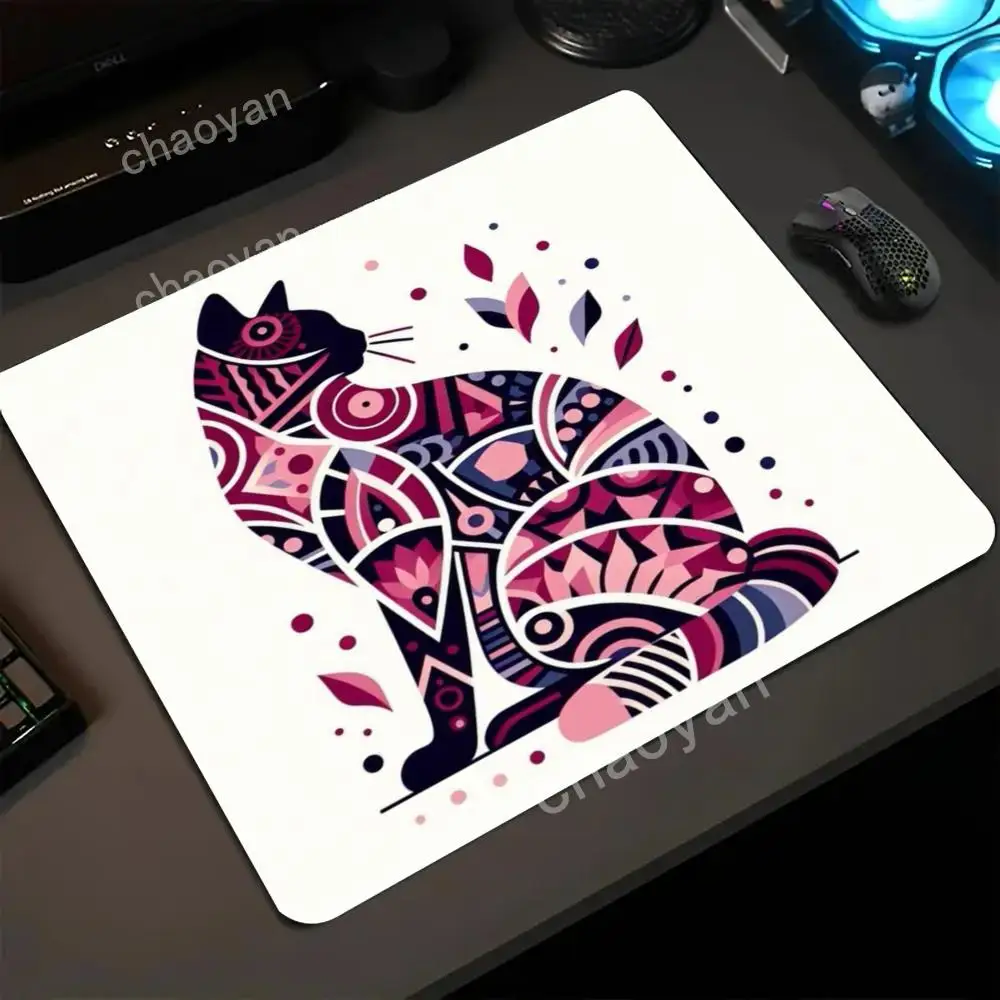 

Cut cat Mouse Pad Small Gamer Desk Mat Square Gaming Office Accessories Rug Mousepad HD Rubber Keyboard Table Mats