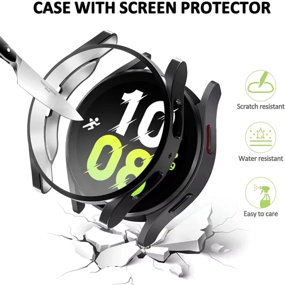 삼성 갤럭시 시계 4/5 용 케이스 + 스트랩 40mm 44mm 스포츠 팔찌 시계 밴드 키트 벨트 갤럭시 시계 5/4 40mm 44mm 보호 커버