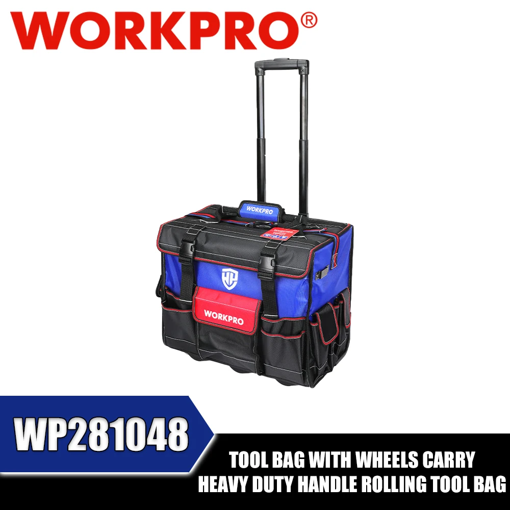 WORKPRO WP281048 Tool Bag with Wheels Carry Heavy Duty Handle Rolling Tool Bag Tool Storage and Organization