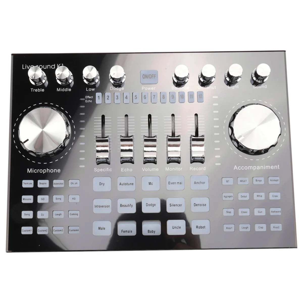 

(Top!) K1 Live Sound Card Portable Bluetooth Sound Card Profession Adjustable Volume Audio for Music Recording Karaoke Singing
