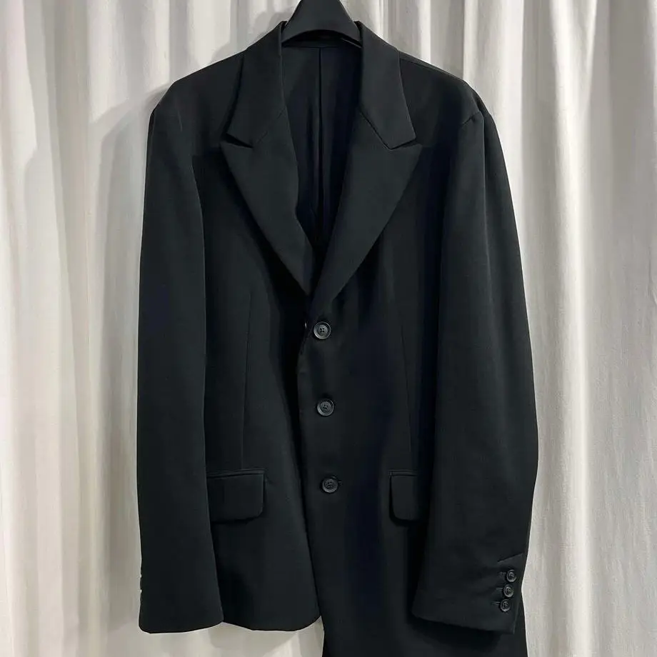 

TOP-YAMAMOTO ® Black Loose-Fitting Tailored Business Suit Jacket - Stylish and Versatile Men's Business Suit