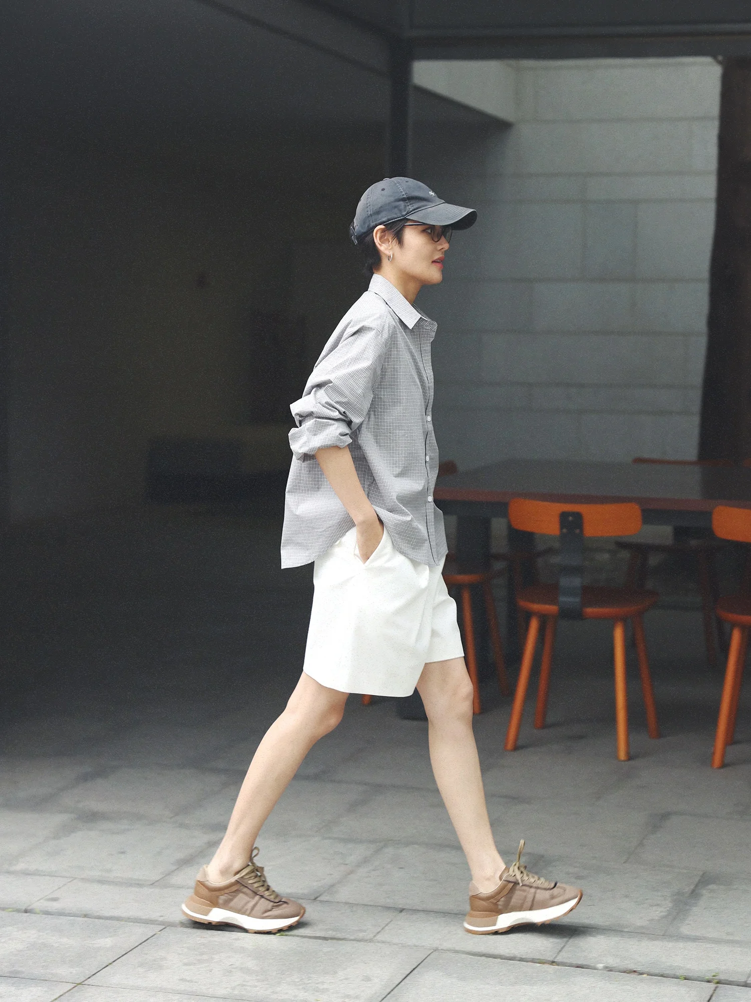 

MsDidion Vintage Sle Small Silhouette irt Color Woven Camellia Cotton Gingham Pattern Long Sve Women's Top