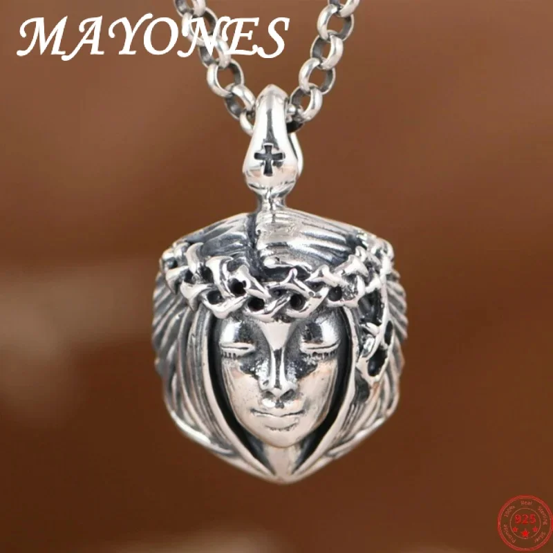 

s925 sterling silver charms pendants for women men new fashion retro emboss goddess Angel Amulet jewelry free shipping