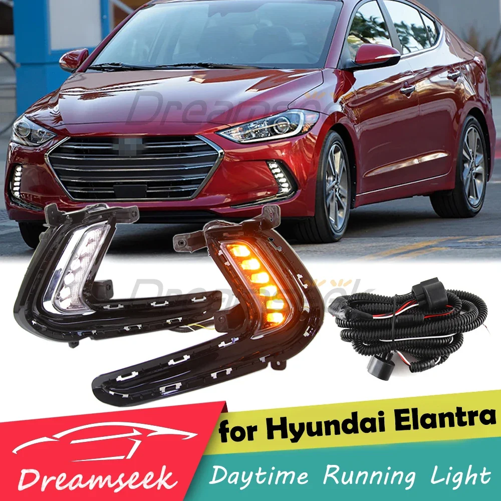 

Светодиодные дневные огни DRL для Hyundai Elantra AD 2016 2017 2018, дневные ходовые огни с указателем поворота