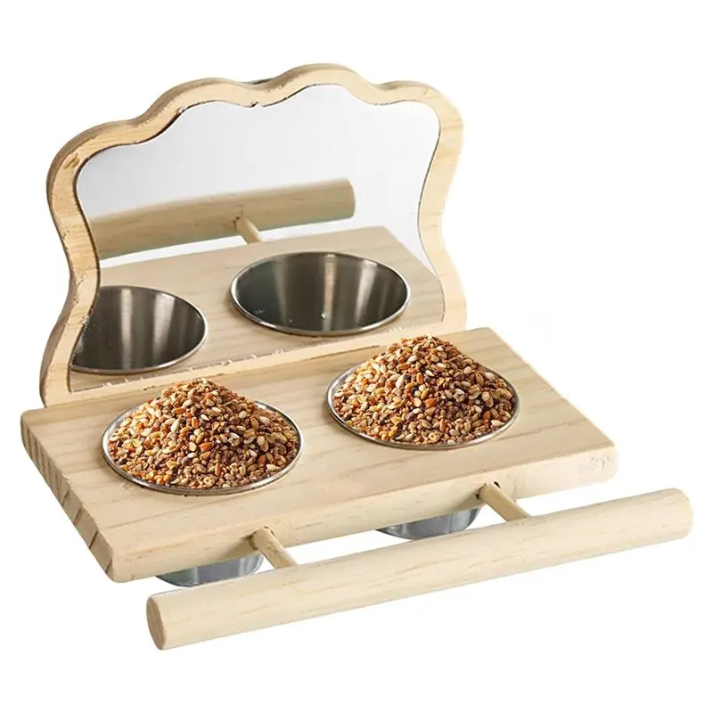 

【ORNAMENT】Кормушка для птиц с перьями для декора и зеркалом, забавный элемент декора для дома и улицы.