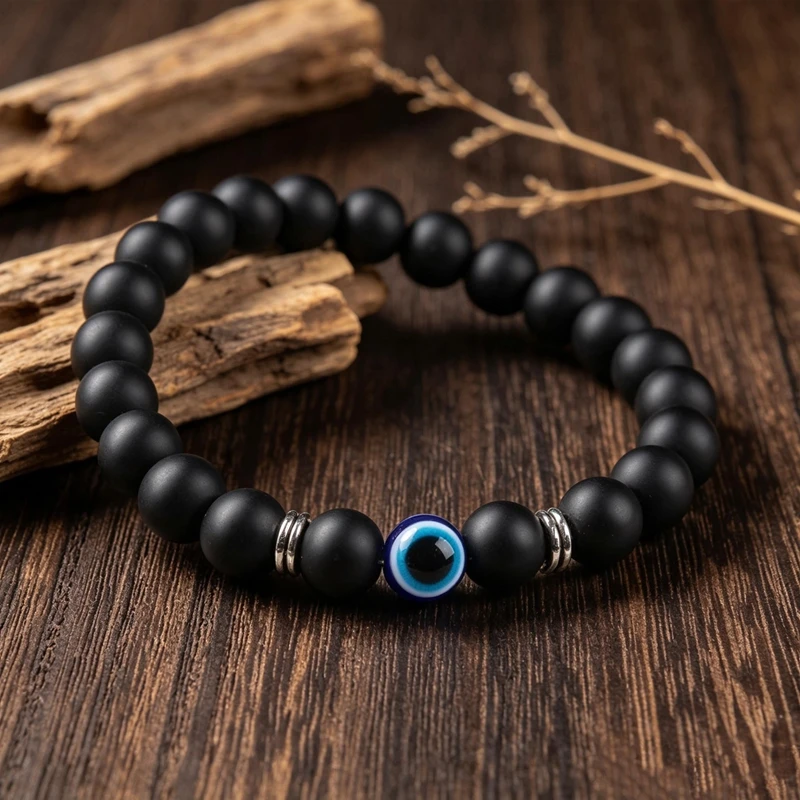 Natural Stone Evil Eye Beaded Bracelet Cat Eye Imperial Jasper Charm Jewelry for Women Men Jewelry Gift
