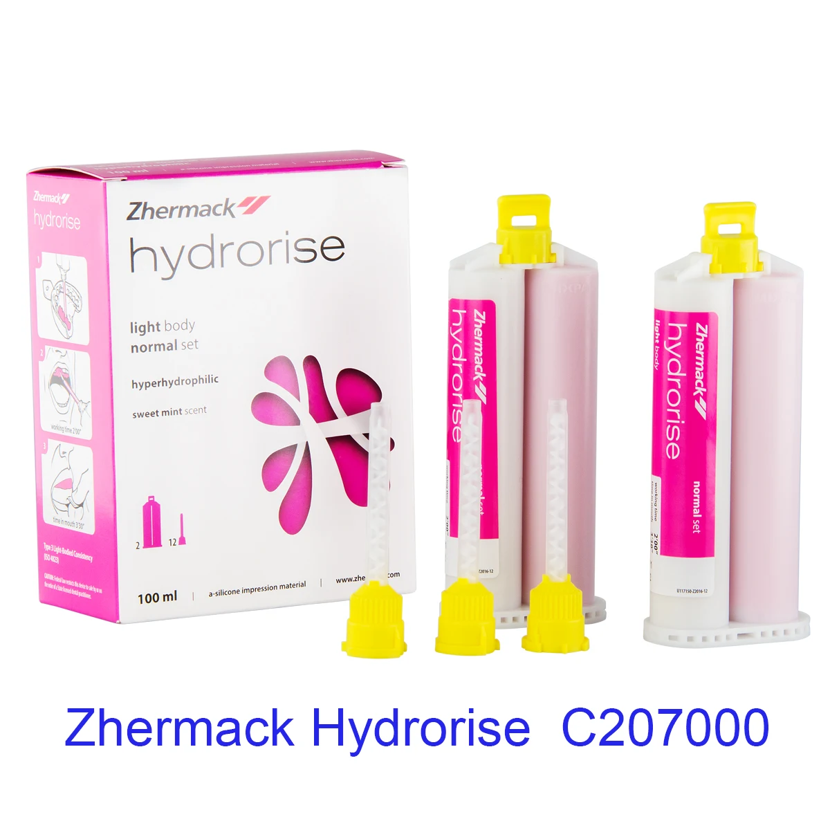 Zhermack Hydrorise Light Body Fast Set A Silicone Impression Material with 12 Mixing Tips Low Viscosity Silicone for Dentistry