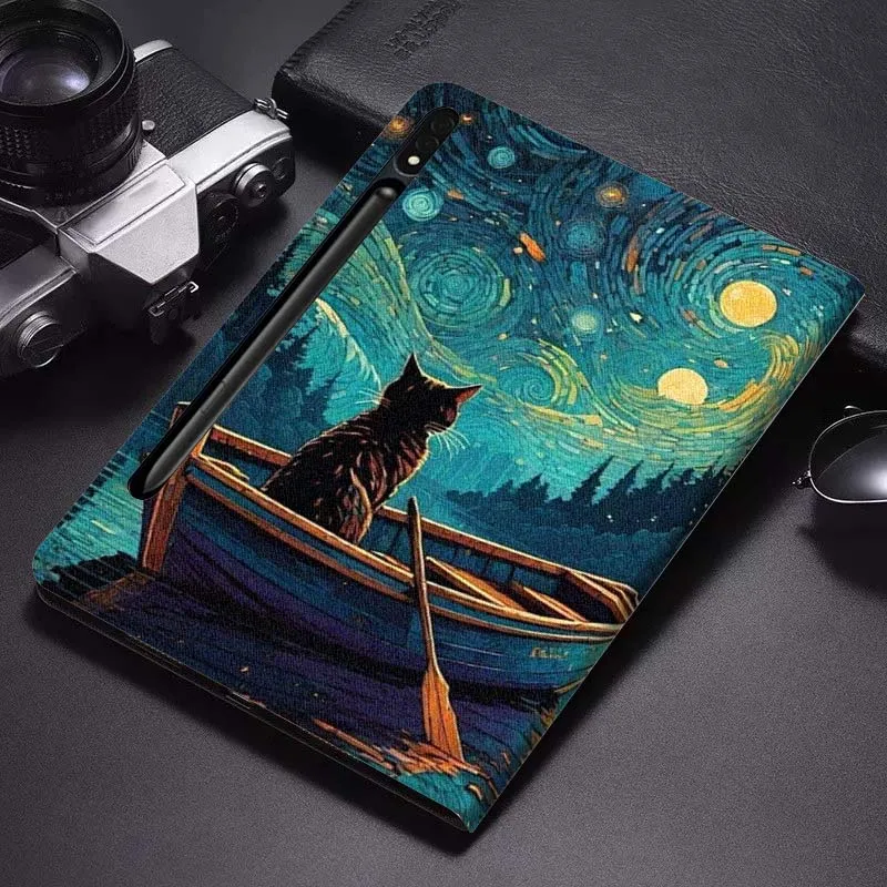 

Anime retro cat pattern Tablet Case For Samsung Galaxy Tab S7 S8 S9 S10 FE Plus Lite 11 12.4 13.1 Inch