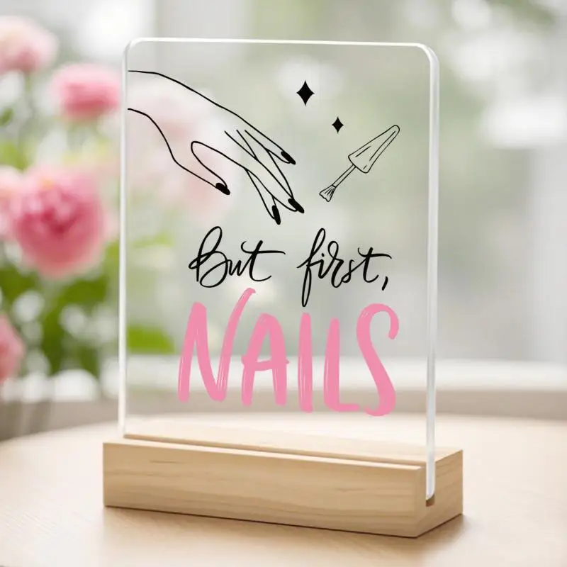 1 Stück Nagelstudio-Tischdekoration, humorvoller Slogan, Acryl-Nagelkunst-Display-Ständer, besonderes Geschenk für Maniküre, Nagelstudio-Dekorationsschild – Detail 4
