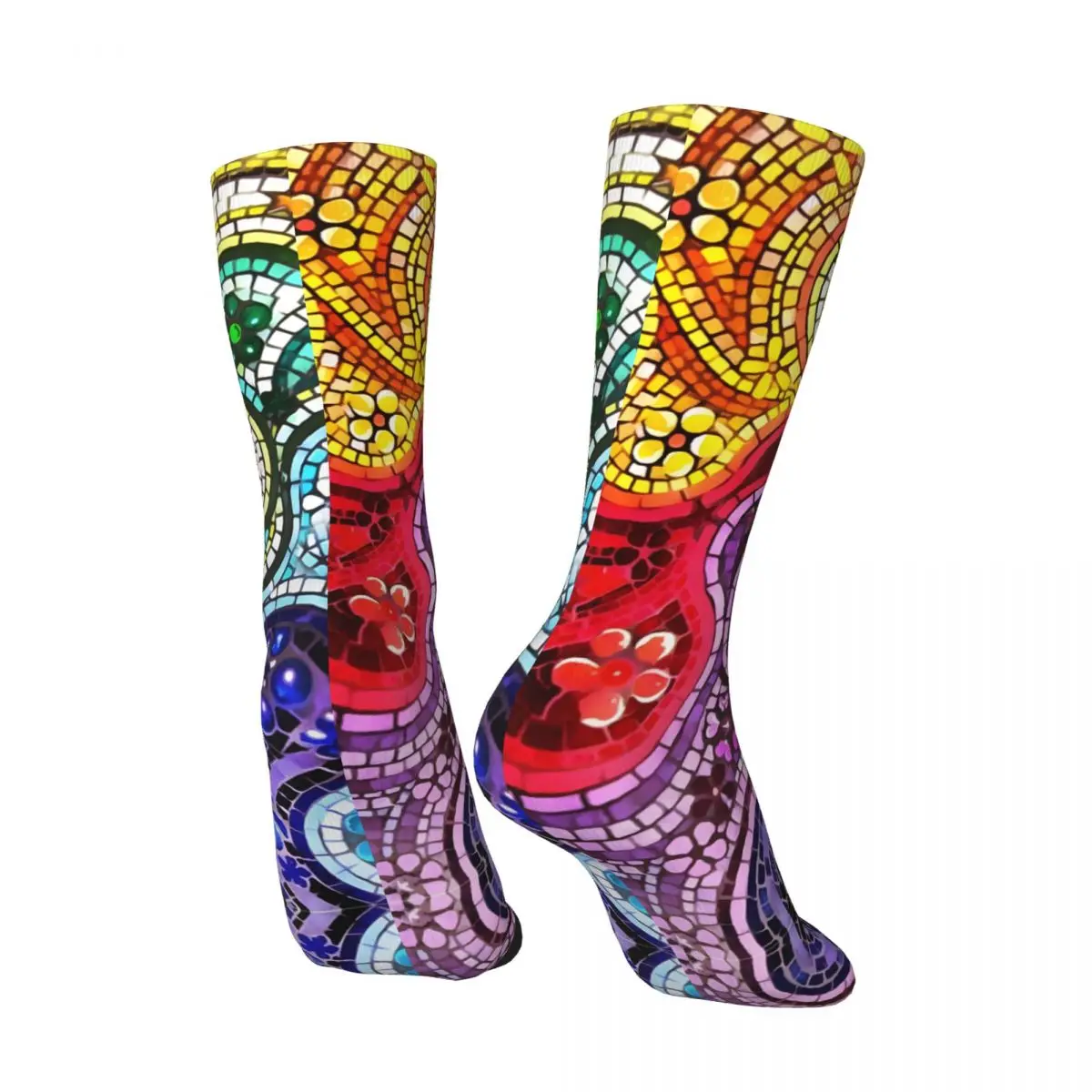 Gaudi Barselona Mosaic Men's Socks Retro Harajuku Street Style Novelty Casual Crew Sock