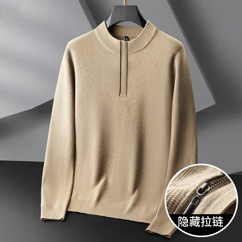 

new arrival suepr large Hidden zipper collar knitted sweater men, autumn fashion casual plus size XL 2XL 3XL 4XL 5XL 6XL 7XL