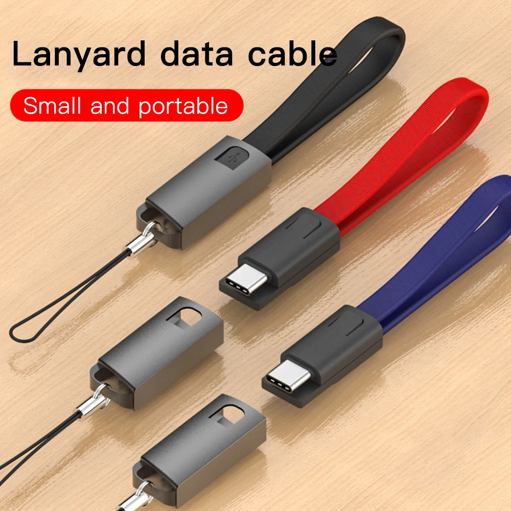 Keychain Micro USB Type-C Cable Fast Charge Cable for Samsung S10 A51 A71 Note 10 Charger Keychain Cord Short Cable Charger