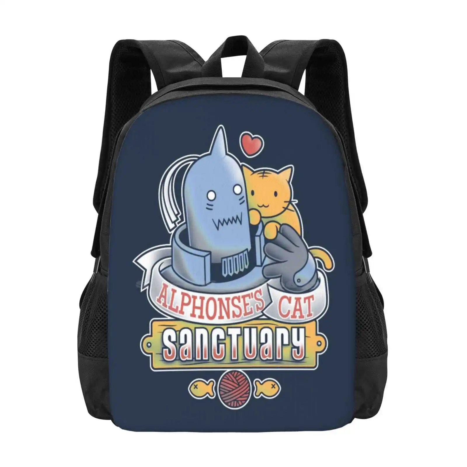 Alphonse's Cat Sanctuary 3d Print Design Backpack Student Bag Alphonse Edward Elric Roy Major Armstrong State Alchemist