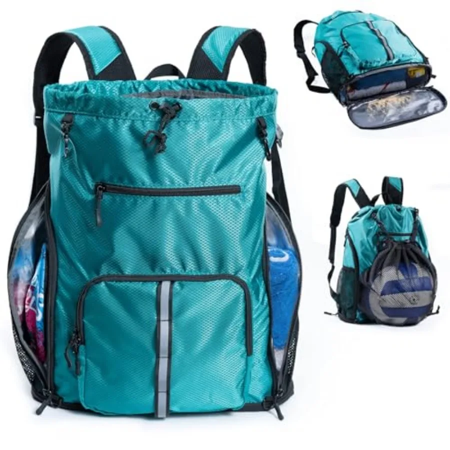 

Large Beach Backpack Waterproof Sandproof - Customized Oversized Drawstring Pool Bag with Shoe Compartment for Toiletries, Towe