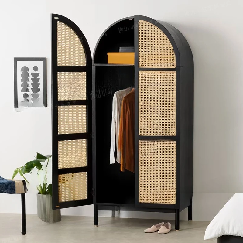 wardrobe, surprised by the dead wind, retro solid wood floor-to-ceiling cabinet, opposite door, black storage cabinet