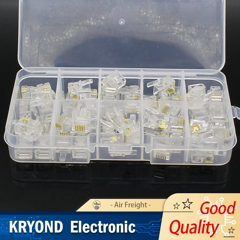 50PCS RJ11 6P6C Modular Jack Network Male Plugs 6 Pin Telephone Connector