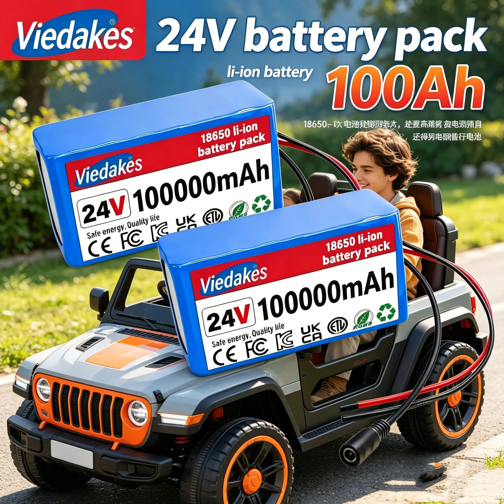 

High Quality 24V 100Ah for Electric Wheelchair, Scooter, 24V Power Tools 18650 Battery Pack Rechargeable Li-ion Battery