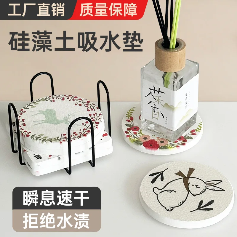 Cross-Border Diatom Mud Coaster Christmas New Creative Coaster Absorbent Washstand Heat Insulation Coffee Non-Slip Tableware Har