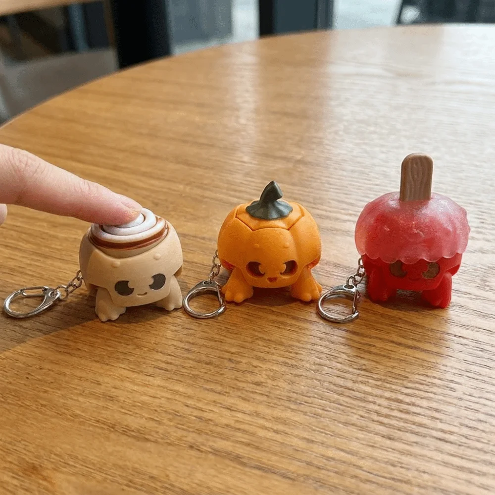 Creative 3D Printed Cartoon Fidget Keychain Funny Plastic Button Press Click Keyring Simulation Sensory Clicker Children Gifts