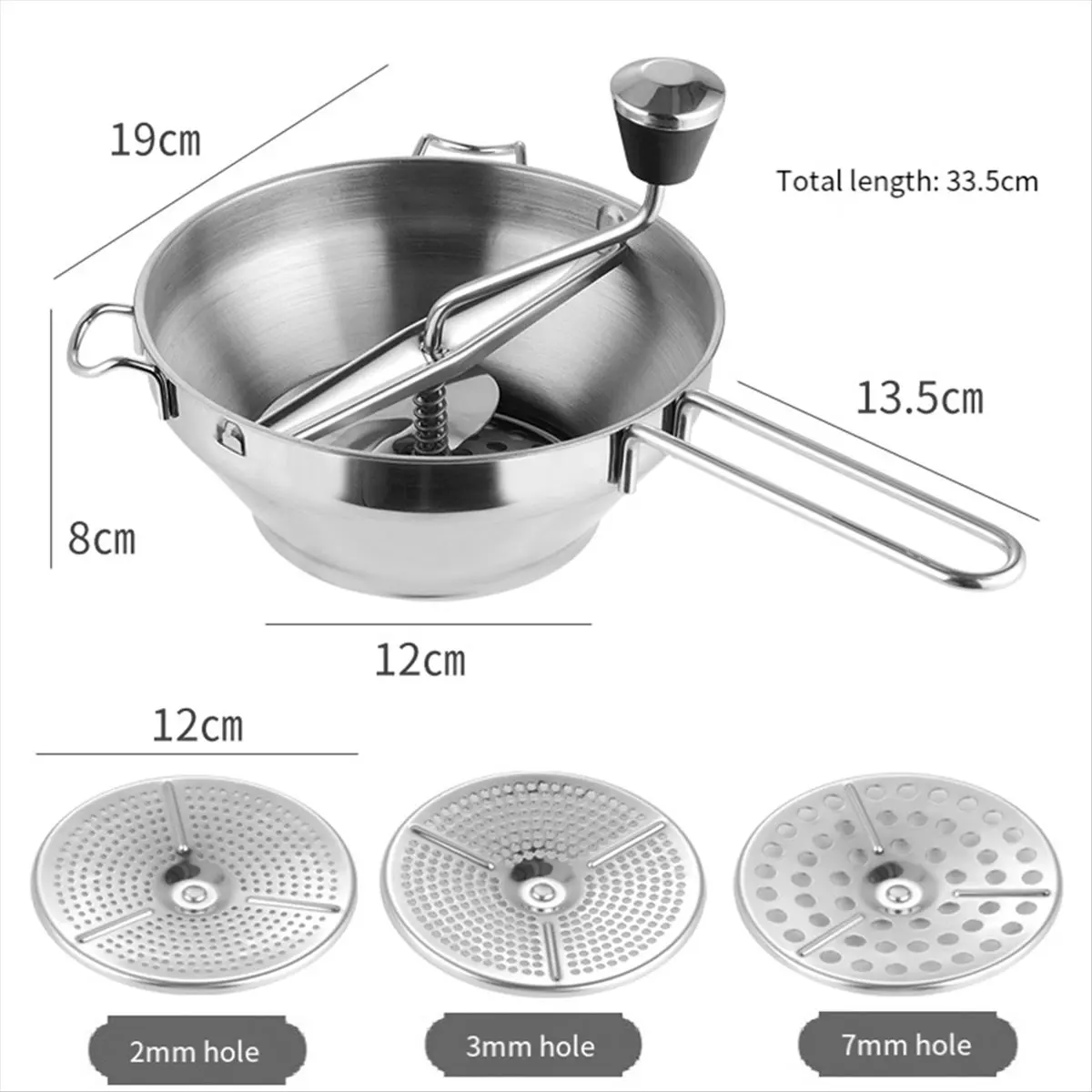 (AIMA) Puree Maker,Potato Masher,Steel Vegetable Fruits Grinder Tool,Pressing Mashing for Pumpkin,Food Mill view 6