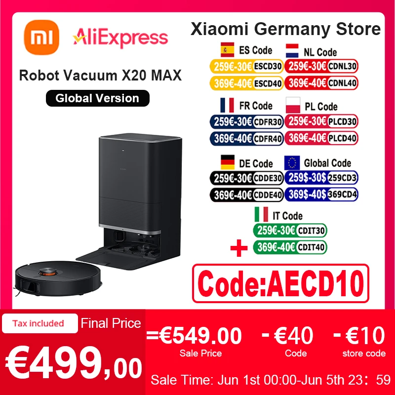 Global Version Xiaomi Robot Vacuum X20 Max Voice Control Automatic Dust Collection Whole House Scan