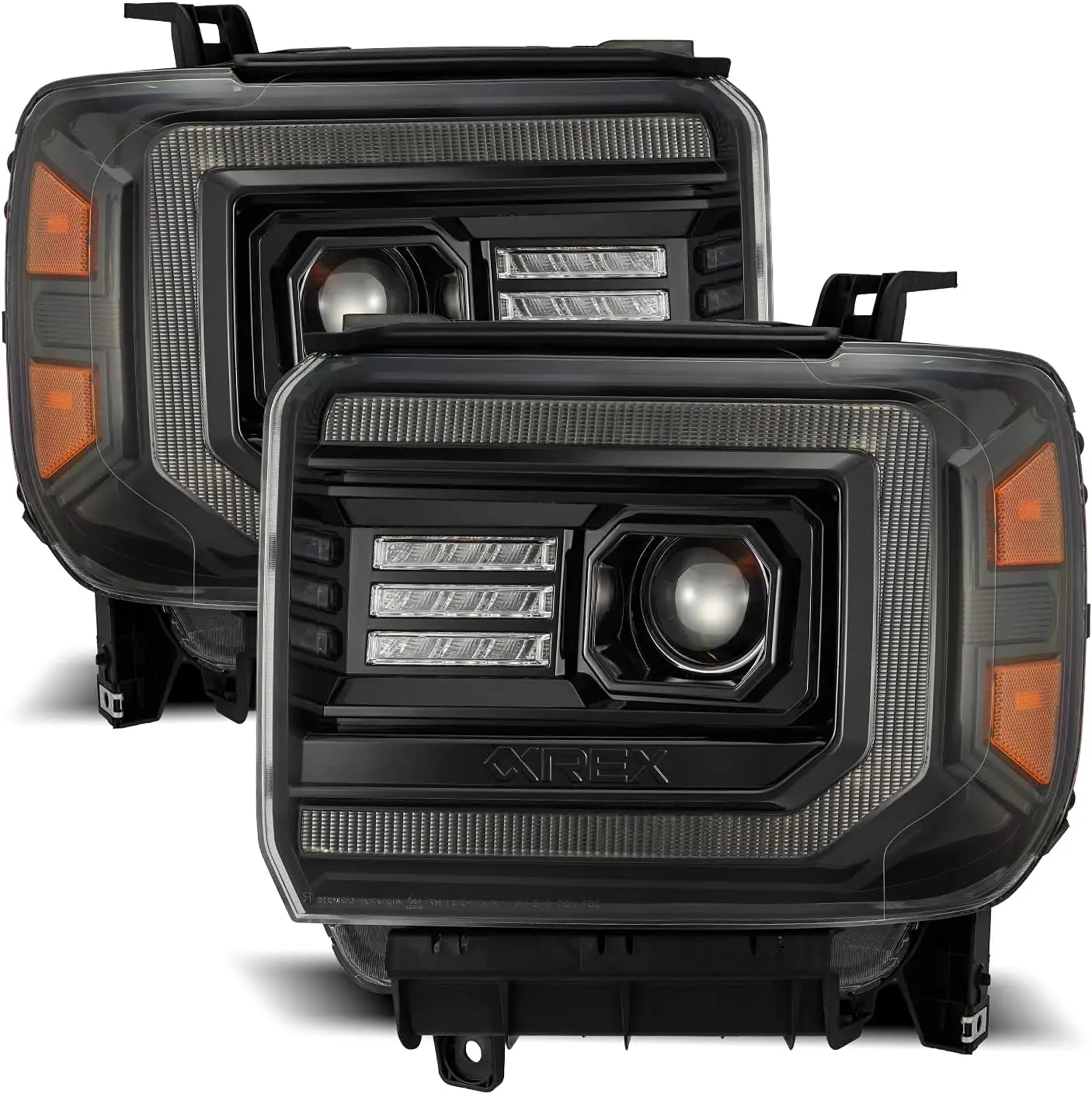 

Pro-Series Alpha Black Fit 14-18 GMC Sierra 1500/15-18 Sierra 2500HD/3500HD LED DRL Tube Projector Headlights