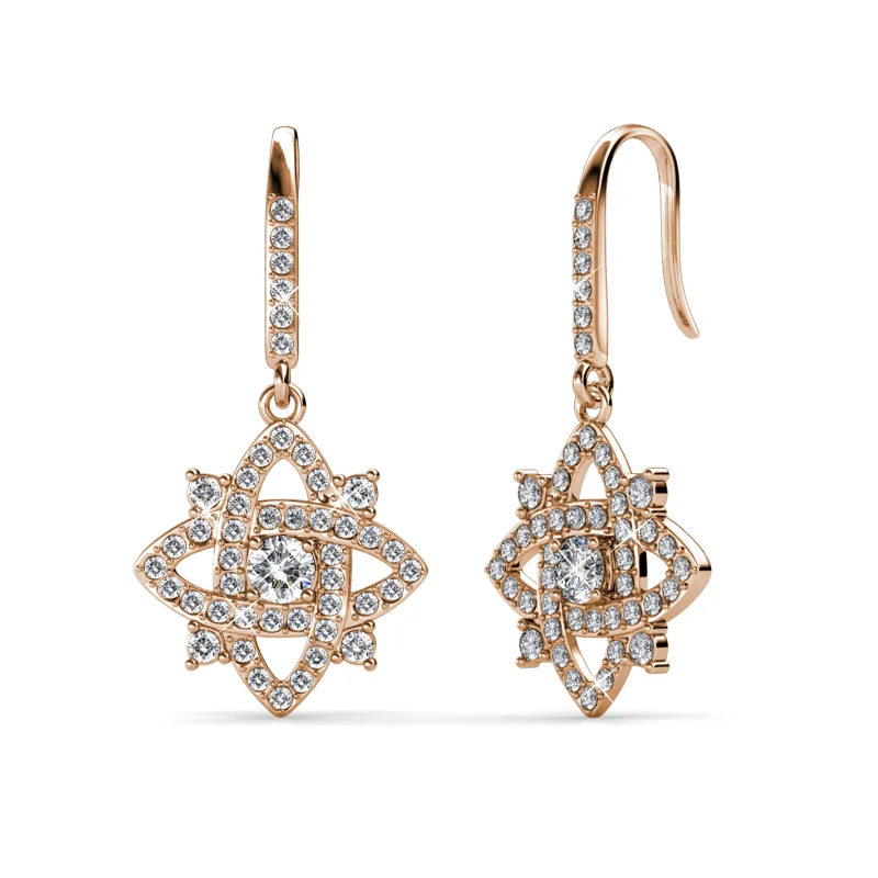 

Daisini Star Drop Earrings with Swarovski Crystal for Women Rose Gold Plated Wedding Gift Dangle Elegant Fashion Accessories