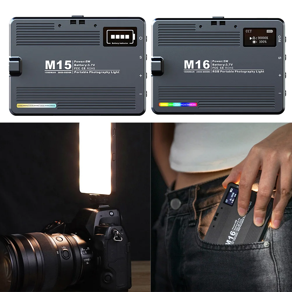 

3000-9900K 1500mAh LED Video Light RGB LED Video Light Type-C Rechargeable Dimmable Photography Fill-in Lamp for Camera Vlogging