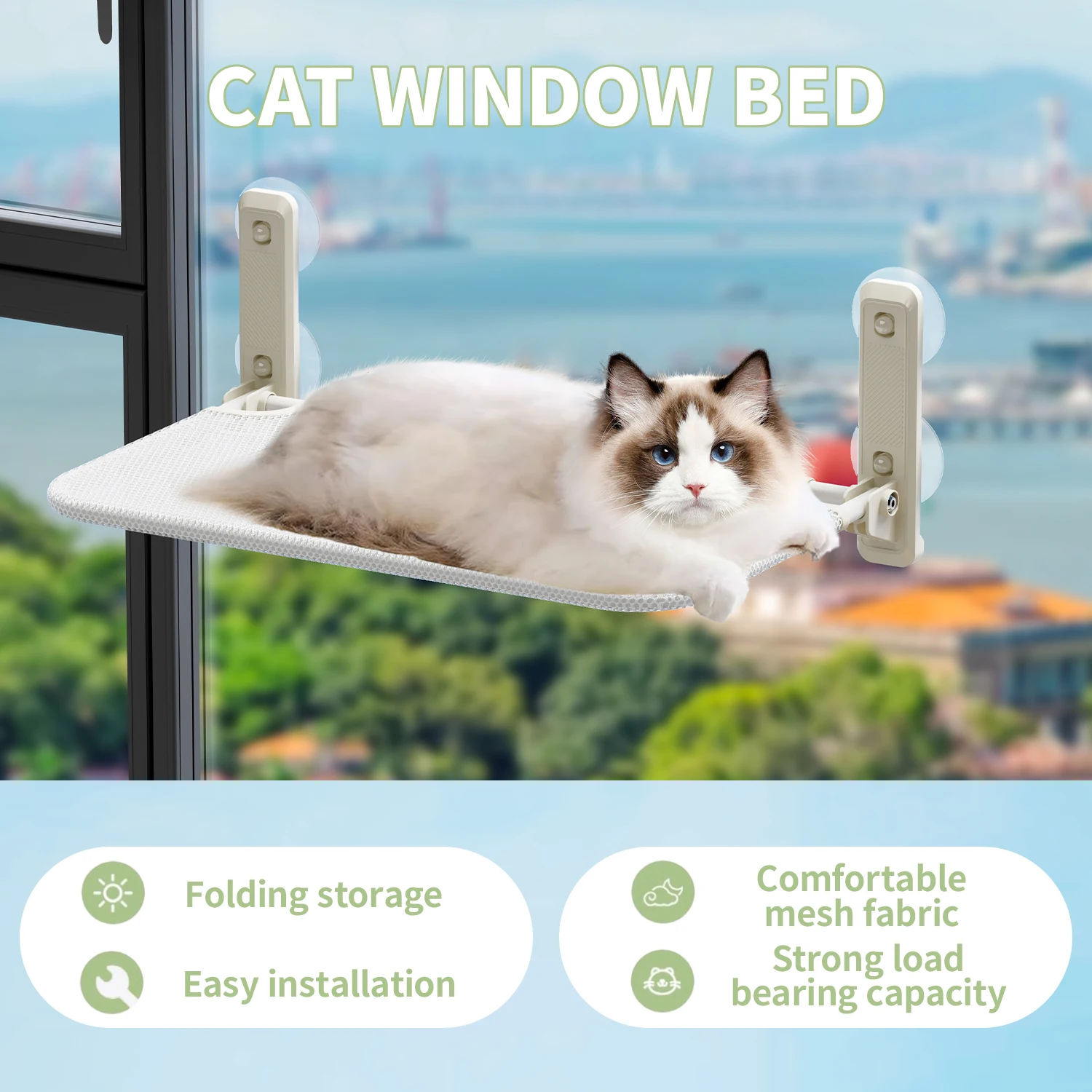 

New Suction Cup Cat Hammock Foldable Hammock Suspended Cat Nest Cat Bed Balcony Window Glass Cat Hammock Cat House