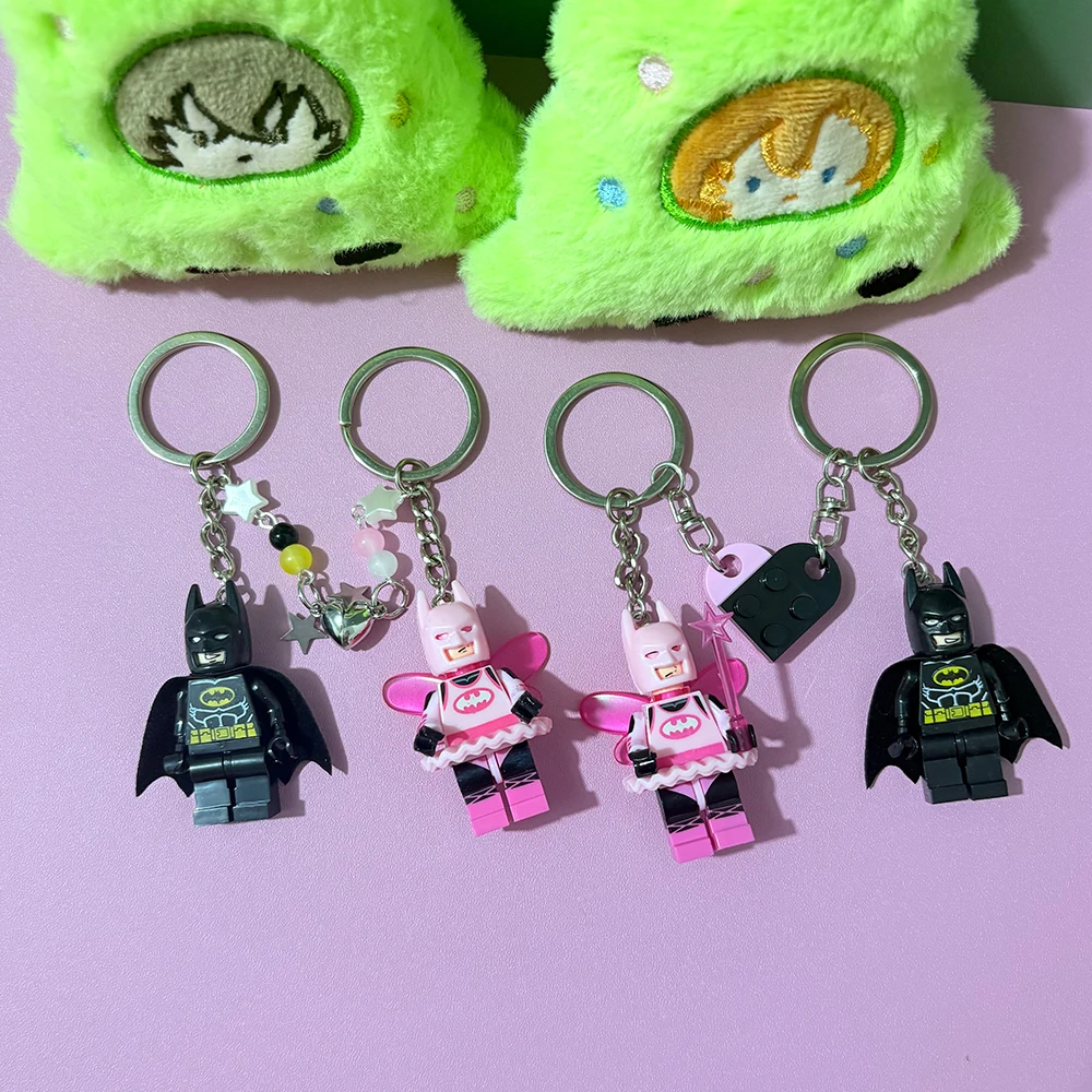 2 PCS Handmade 3D Enchanted Pink Fairy And Gothic Bat Magnetic Keychains Charm Pendant for Backpack Couple Gift Cosplay Props