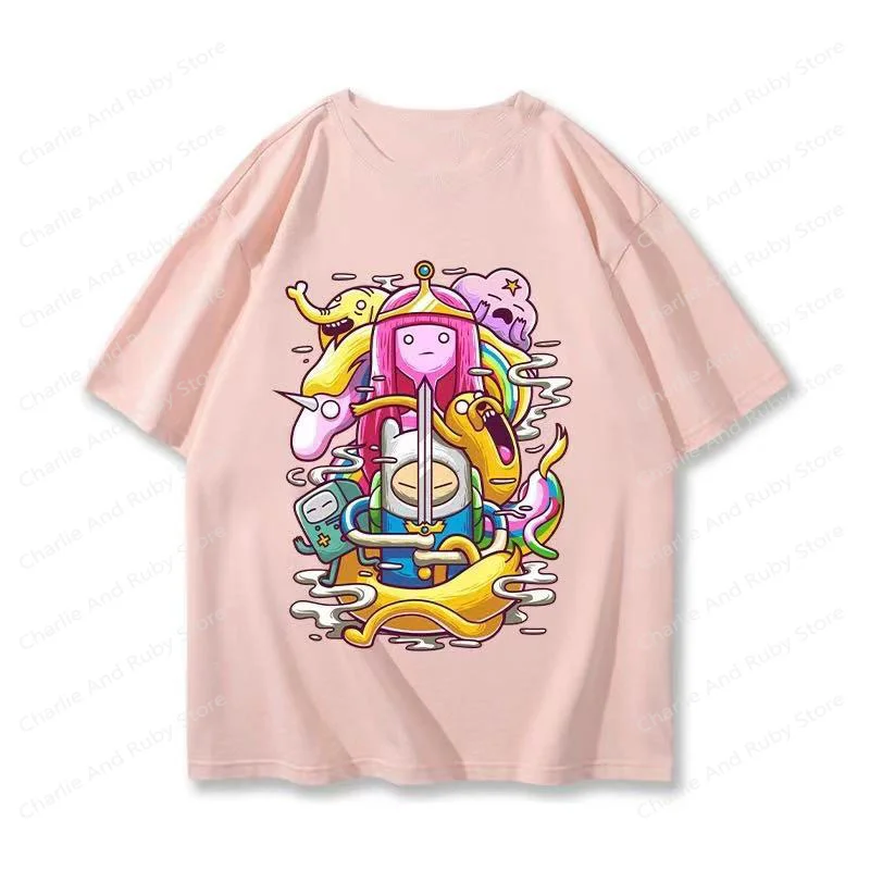 Adventure Time Princess Bubblegum Printing Cotton Crewneck Short-Sleeved T-Shirt Men's And Women's Summer Fashion Kid Tops