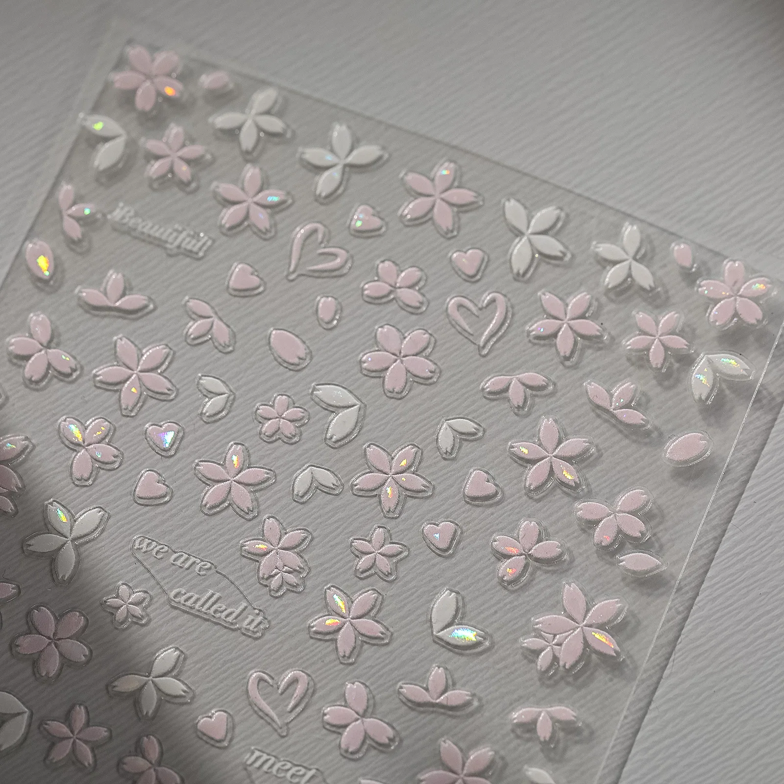 1 foglio 5d colorato Kawaii Glitter Sakura adesivi per nail art fiore autoadesivo decorazioni per unghie decalcomanie accessori