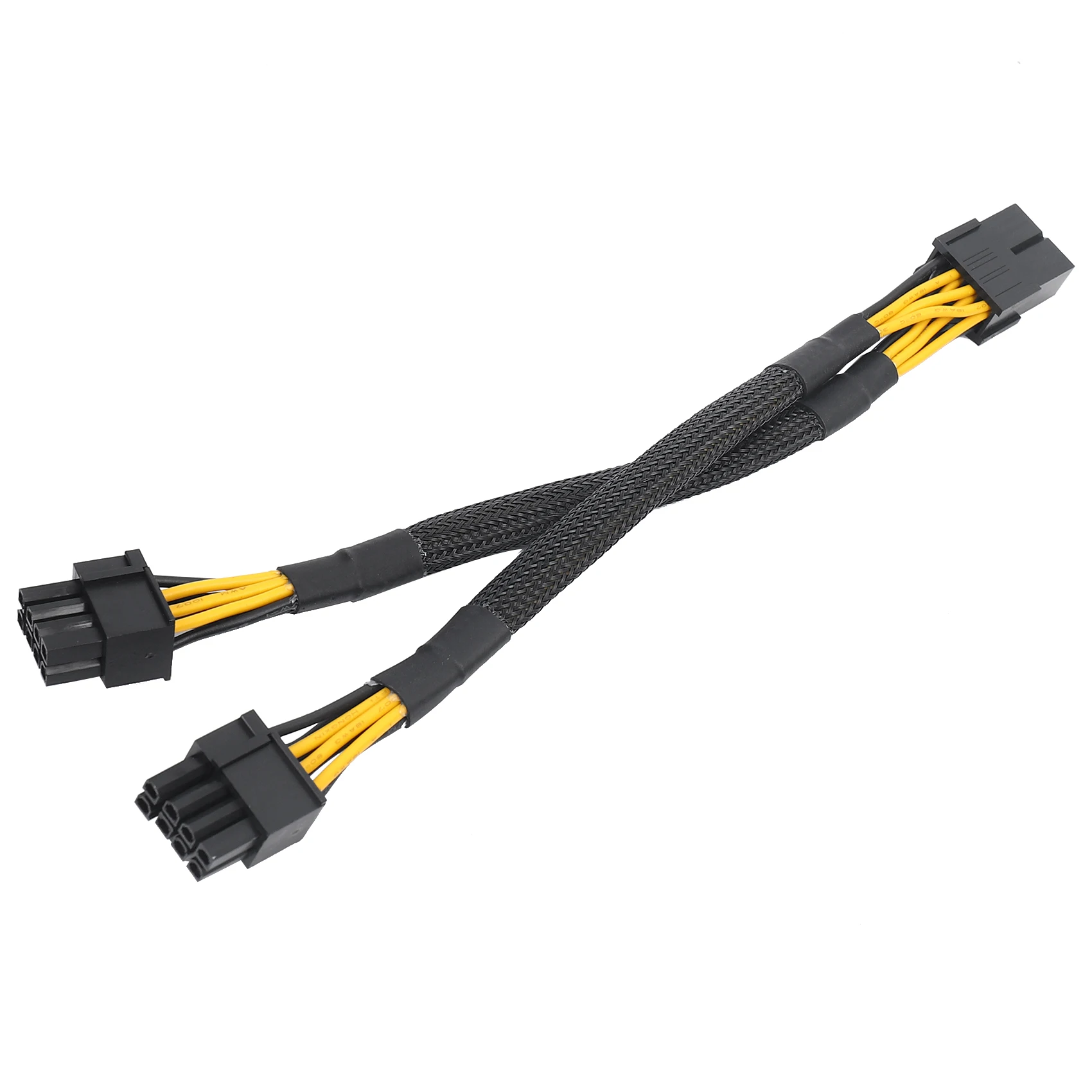 SMIEA 1PCS GPU PCIe 8 พินหญิงคู่ 2X8 พิน (6 + 2) ชาย PCI Express Power Adapter Braided Y-Splitter สาย,20 ซม.