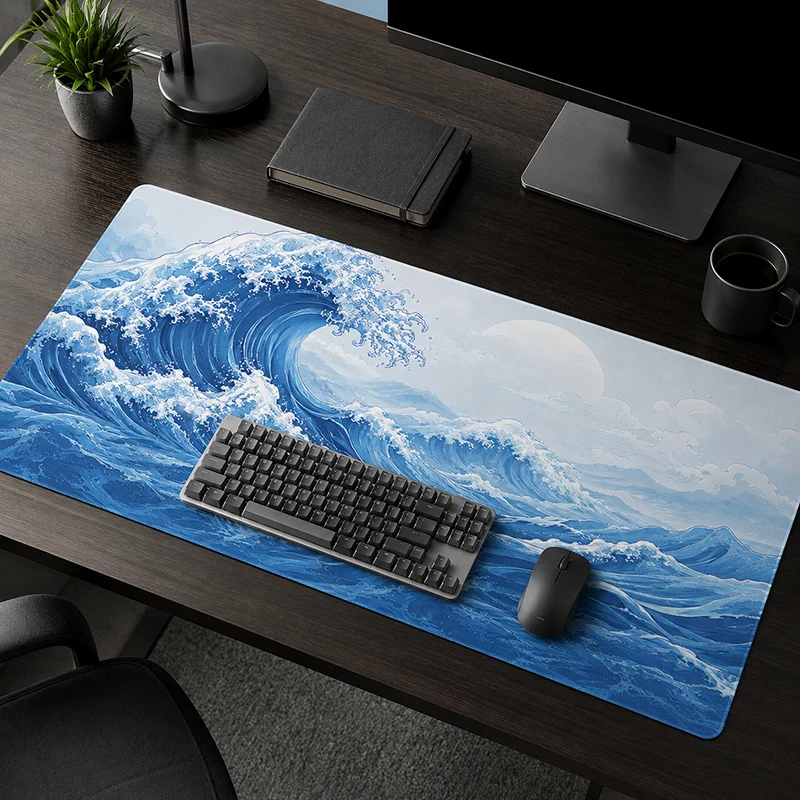 Mouse Pad Blue Great Wave Gamer printon demand Home New Large HD Mousepad XXL Mouse Mat Soft Office Carpet Mouse Mats