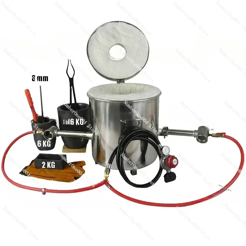 16 KG Large Gas Metal Melting Furnace Kit 2642°F / 1450°C Propane Forge Dual 2 Crucibles Foundry Home Kiln Casting Tools