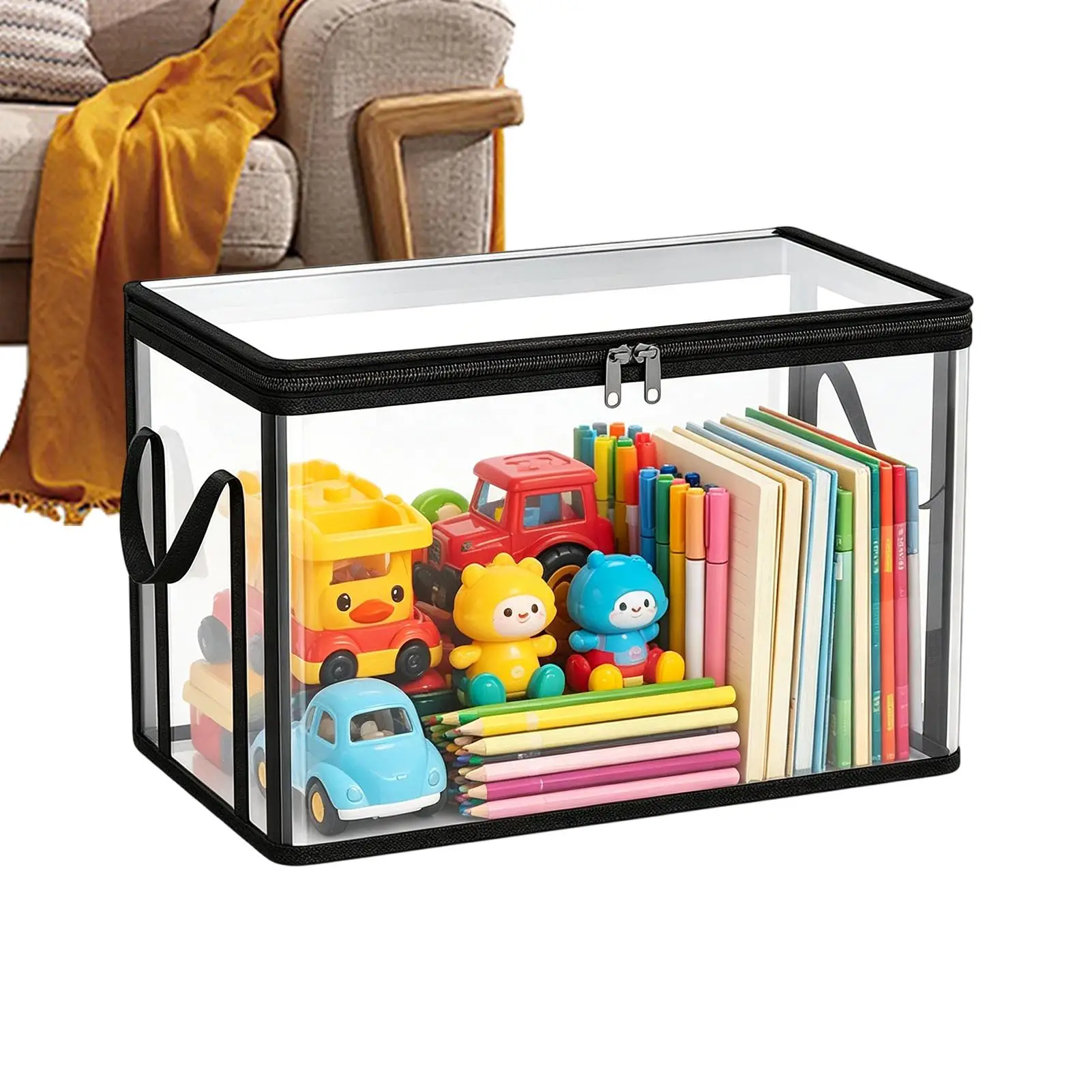 Foldable Storage Bins Large Clear Heavy Duty Boxes With Lids Collapsibled Clothes Blanket Organizer For Closet Bedroom - view 5