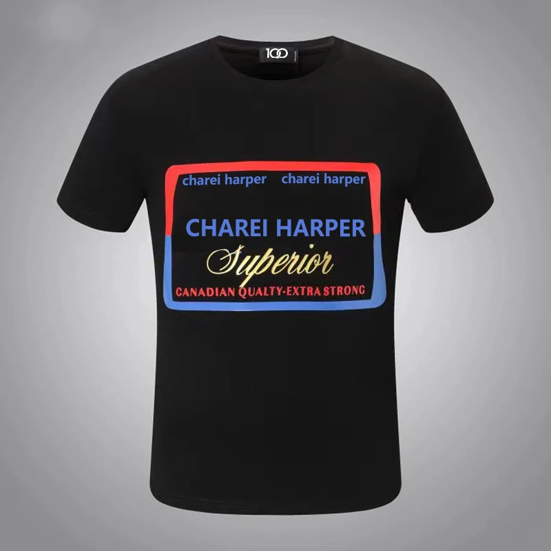 CHAREIHARPER dsq 908 cotton men's short sleeve T-shirt Italian design letter spray print Milan trend fashion casual top T-shirt