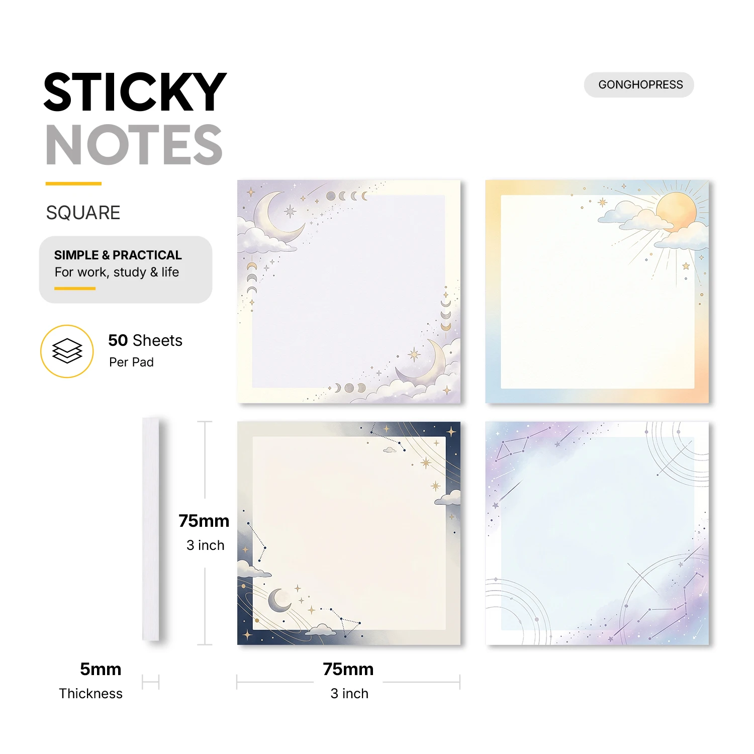 4pcs Celestial Sticky Notes Se - огляд і ціна Sticky Note Dispenser