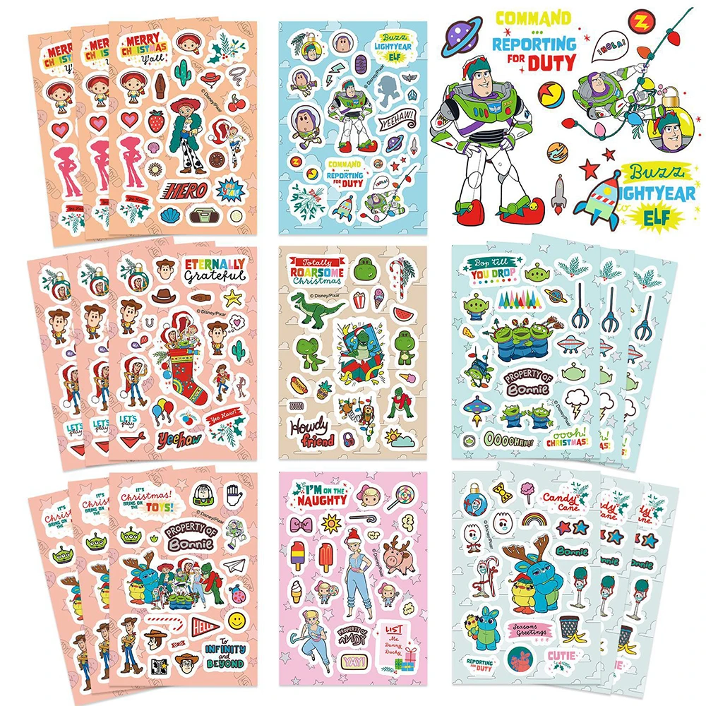 8/16 枚ディズニーかわいい漫画ミッキーマウストイストーリープーさんクマステッカーデカールラップトップ日記電話子供のおもちゃ装飾ステッカー