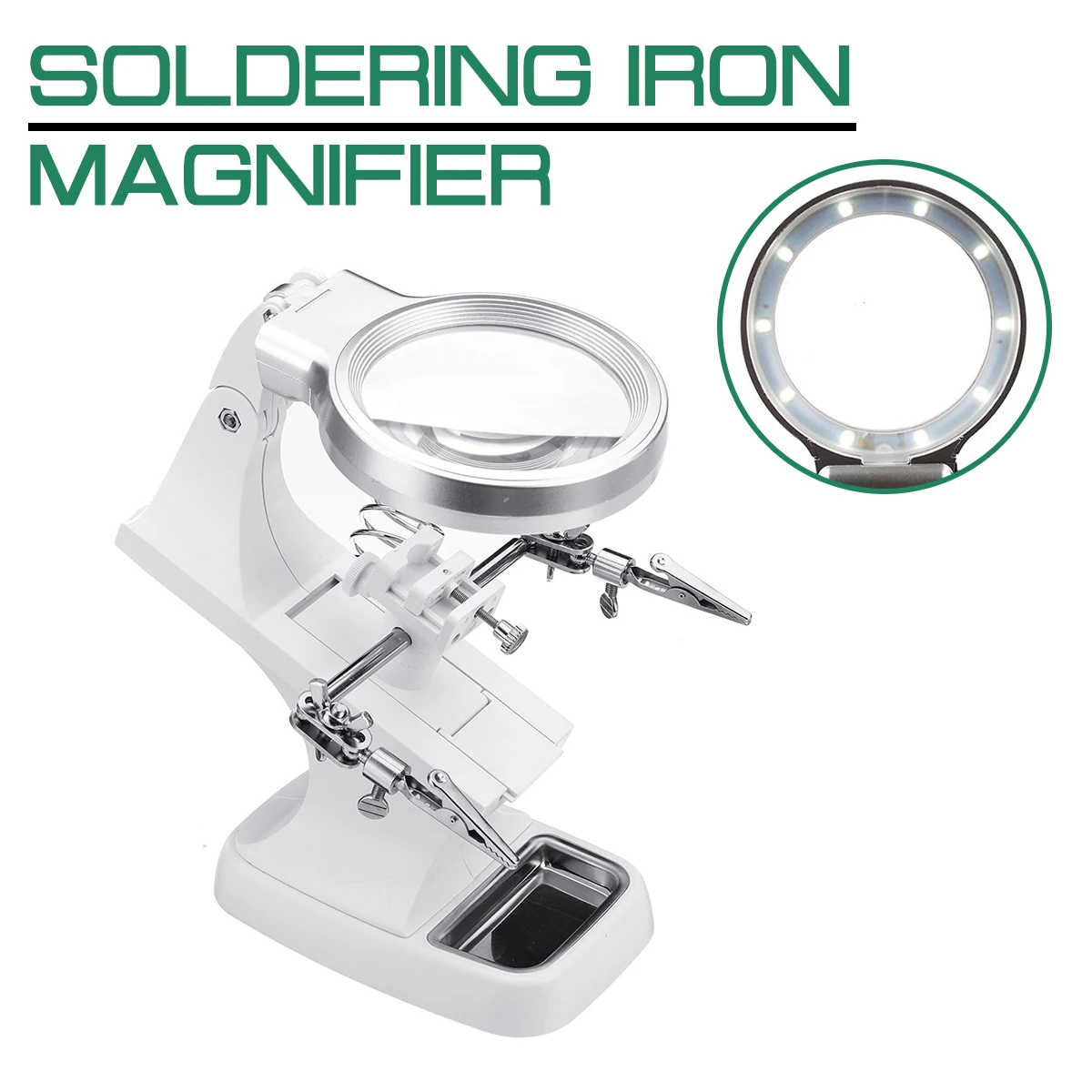 Magnifying Glass Rotatable Soldering Iron Station Stand Welding Clip Clamp 3 Hand Helping Desktop Magnifier Soldering RepairTool