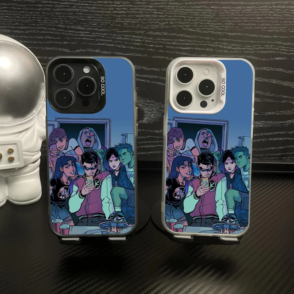 Teen R-RobinS T-Titans Go Phone Case Phone Case IMD Color Silver Shell For IPhone 16 15 14 13 12 11 Pro Max Plus