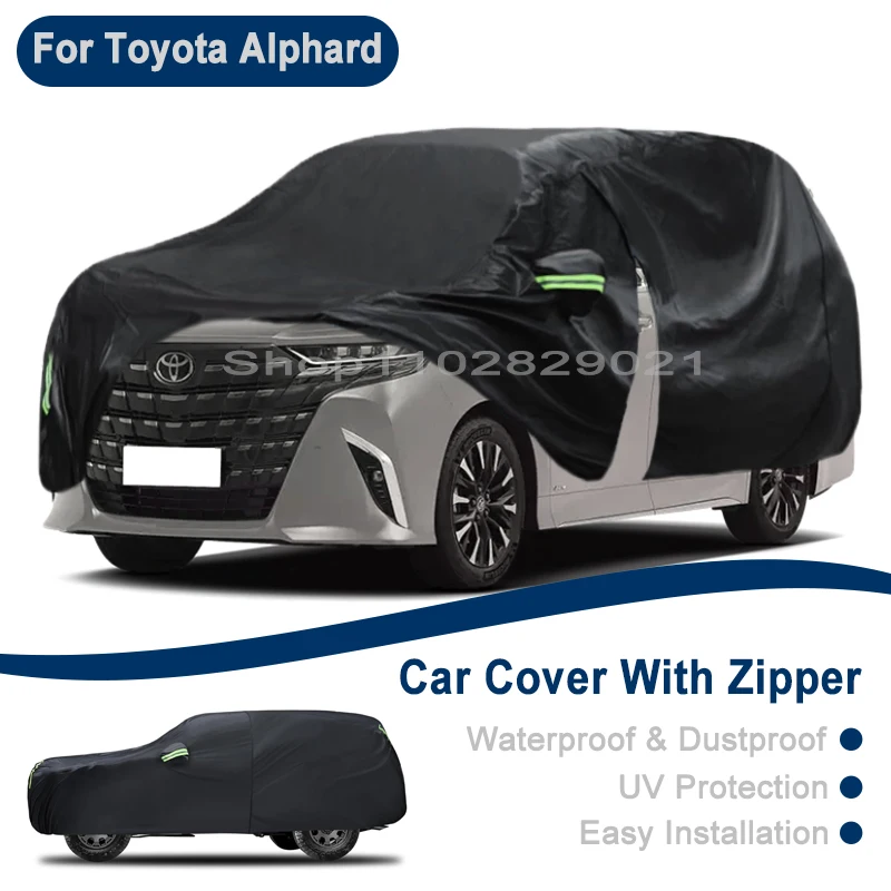 For Toyota Alphard Full Car Cover - Outdoor Universal Full Body Cover With Side Zipper, Waterproof Dustproof Sunshield