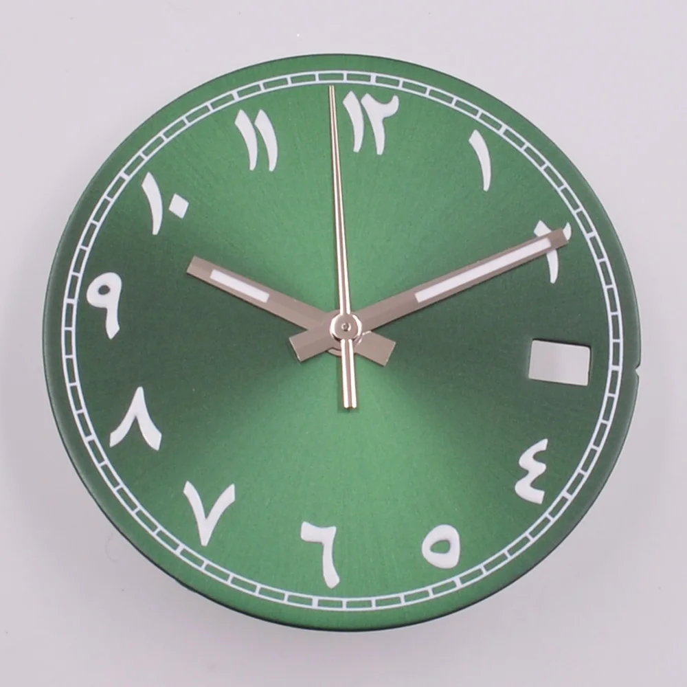 29MM Green Luminous  Arabic Numerals Watch Dial Hands Fit Seiko NH35 NH35A Movement Watch Parts