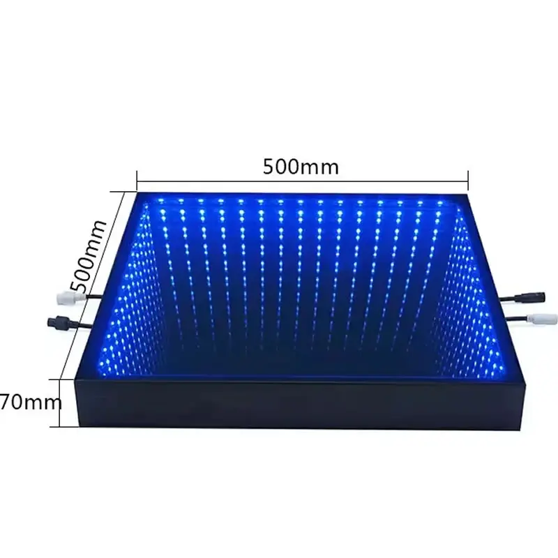 0.5x0.5m Stage LED Dance Floor Light 3d Mirror Abyss Tempered Glass Dancing Floor Tiles for DJ Club Wedding Party
